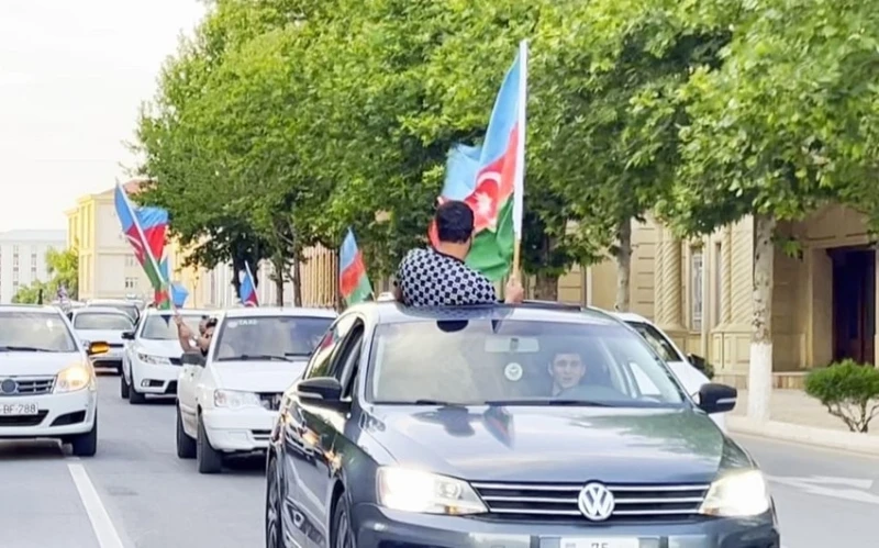 "Araz-Nahçıvan"ın Konferans Ligi'ne katılmaya hak kazanması nedeniyle zafer yürüyüşü düzenlendi